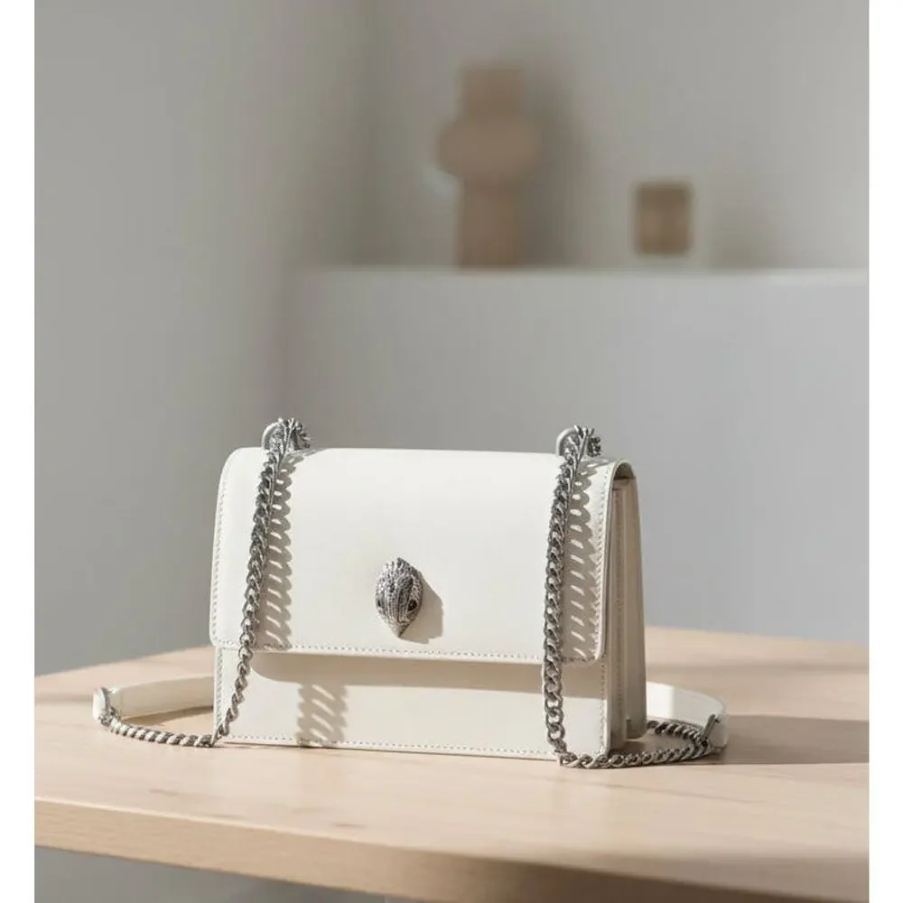Kurt Geiger Shoreditch Crossbody Bag Bone Leather Eagle Head Chain Large